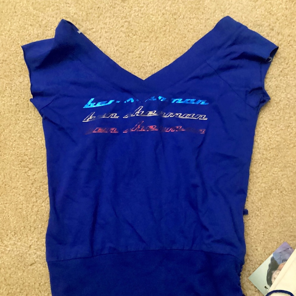 Y2K cobalt blue v neck top